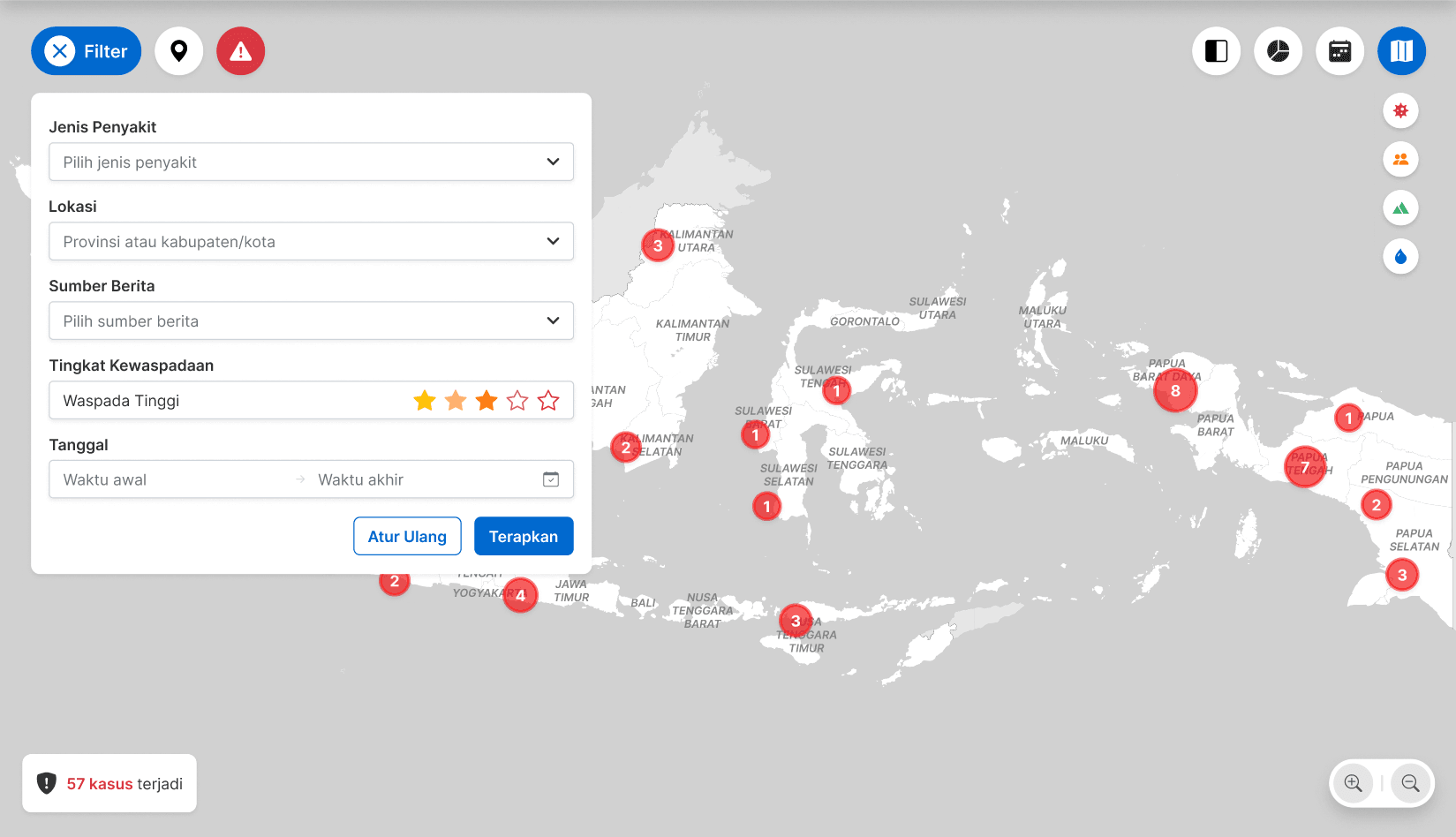 Pencarian berdasarkan tingkat kewaspadaan